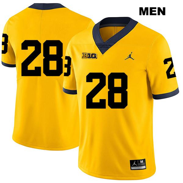 Men's NCAA Michigan Wolverines Danny Hughes #28 No Name Yellow Jordan Brand Authentic Stitched Legend Football College Jersey HP25S16NG